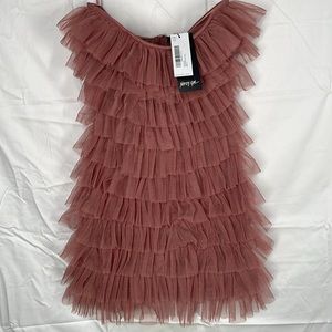 Nasty Gal tulle ruffle bandeau mini dress new